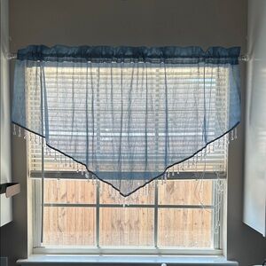 Elegant Blue Sheer Window Valance